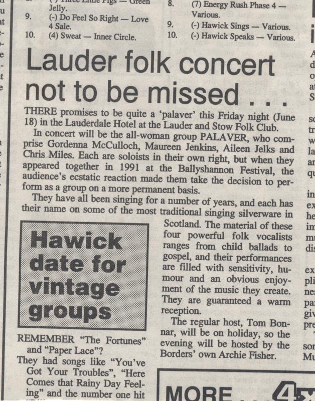 Article about Lauder and Stow Folk club - Unknown